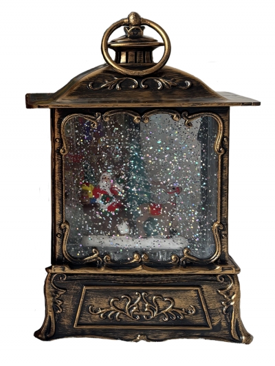 Новогодний фонарь со снегом и музыкой, Santa Lantern-1