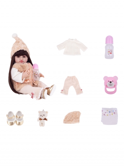 Говорящая силиконовая кукла Реборн девочка Моника, 55 см-11