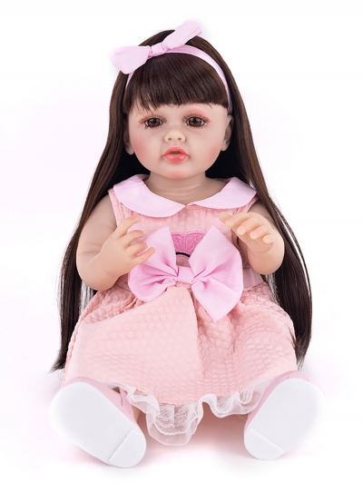 Говорящая силиконовая кукла Реборн девочка Кэтрин, 55 см-7