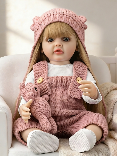 Говорящая силиконовая кукла Реборн девочка Кэролайн, 55 см-1