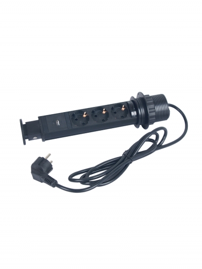 Выдвижная розетка CorePort E3 (3 розетки, USB-A, USB-C, 1.8 кабель)-1