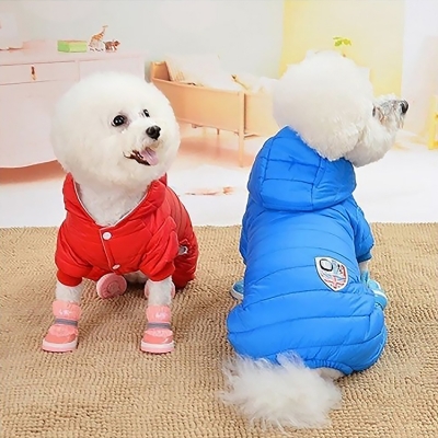 Зимний теплый комбинезон куртка для выгула собак Marvil голубой, XL-4