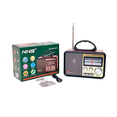 Радиоприемник ретро радио с аккумулятором Manio Red wood goldie-1